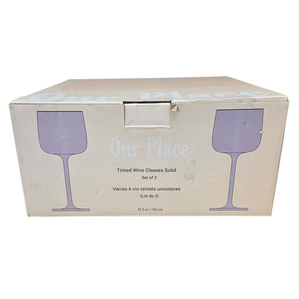 NEW Our Place Tinted Wine Glass Rosa Rose Pink Set of 2 Entertaining Barware